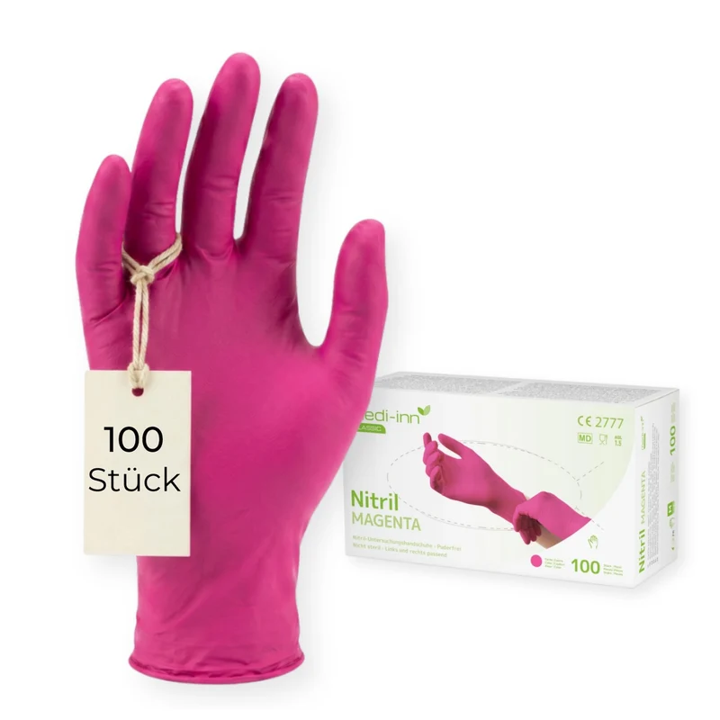 Medi-Inn Nitril Magenta Einmalhandschuhe, puderfrei
