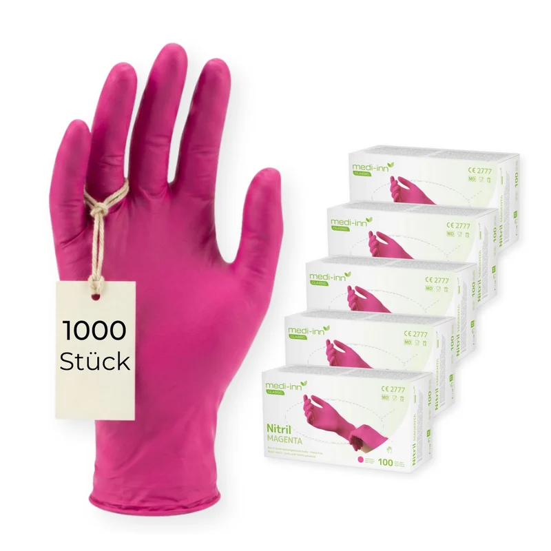 Medi-Inn Nitril Magenta Einmalhandschuhe, puderfrei
