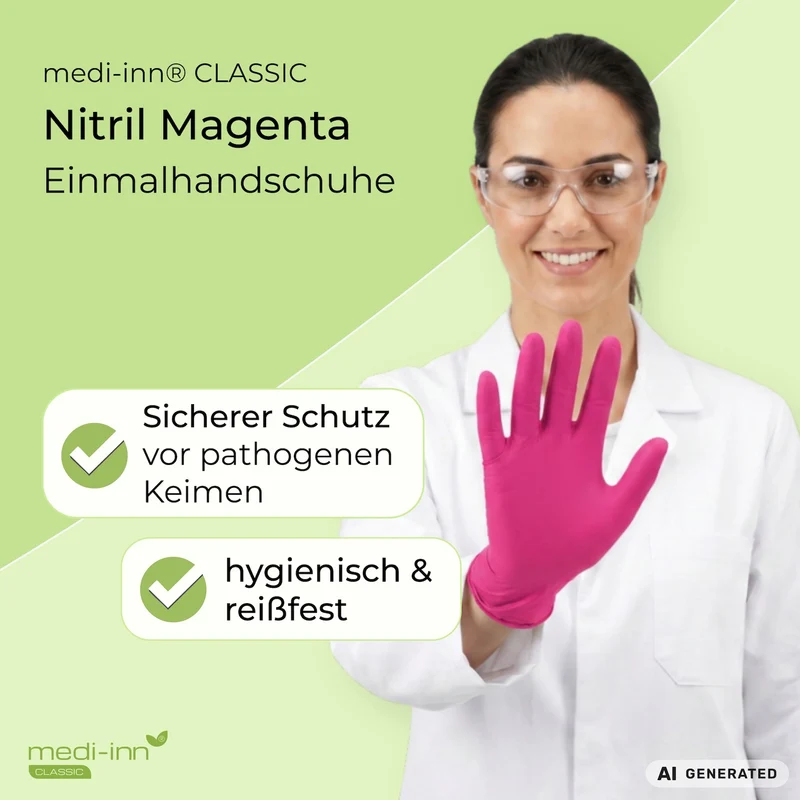 Medi-Inn Nitril Magenta Einmalhandschuhe, puderfrei