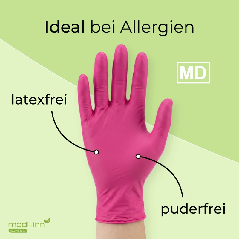Medi-Inn Nitril Magenta Einmalhandschuhe, puderfrei