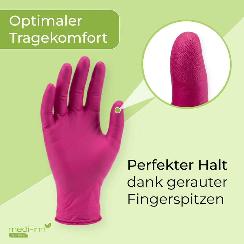 Medi-Inn Nitril Magenta Einmalhandschuhe, puderfrei
