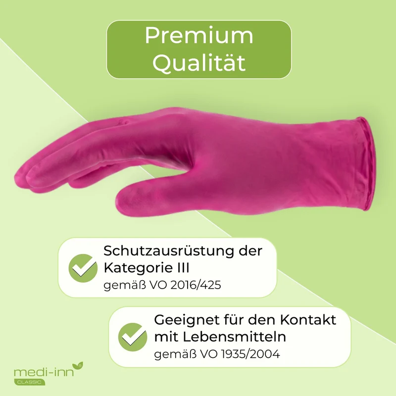 Medi-Inn Nitril Magenta Einmalhandschuhe, puderfrei