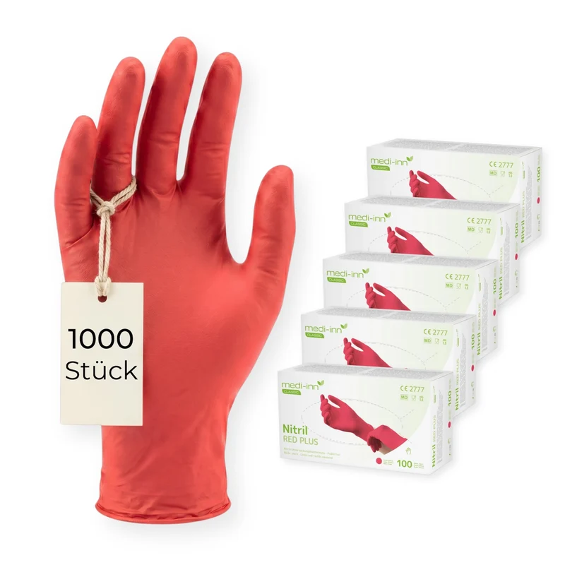 Medi-Inn Nitril Red Plus Einmalhandschuhe puderfrei