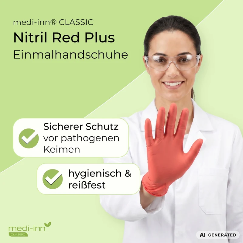 Medi-Inn Nitril Red Plus Einmalhandschuhe puderfrei