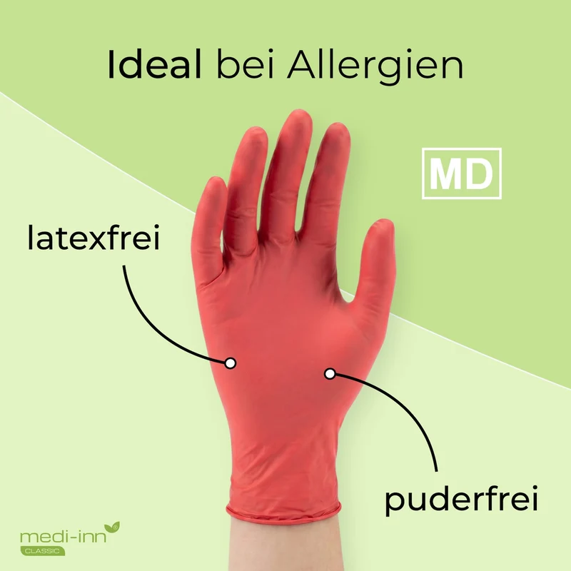Medi-Inn Nitril Red Plus Einmalhandschuhe puderfrei