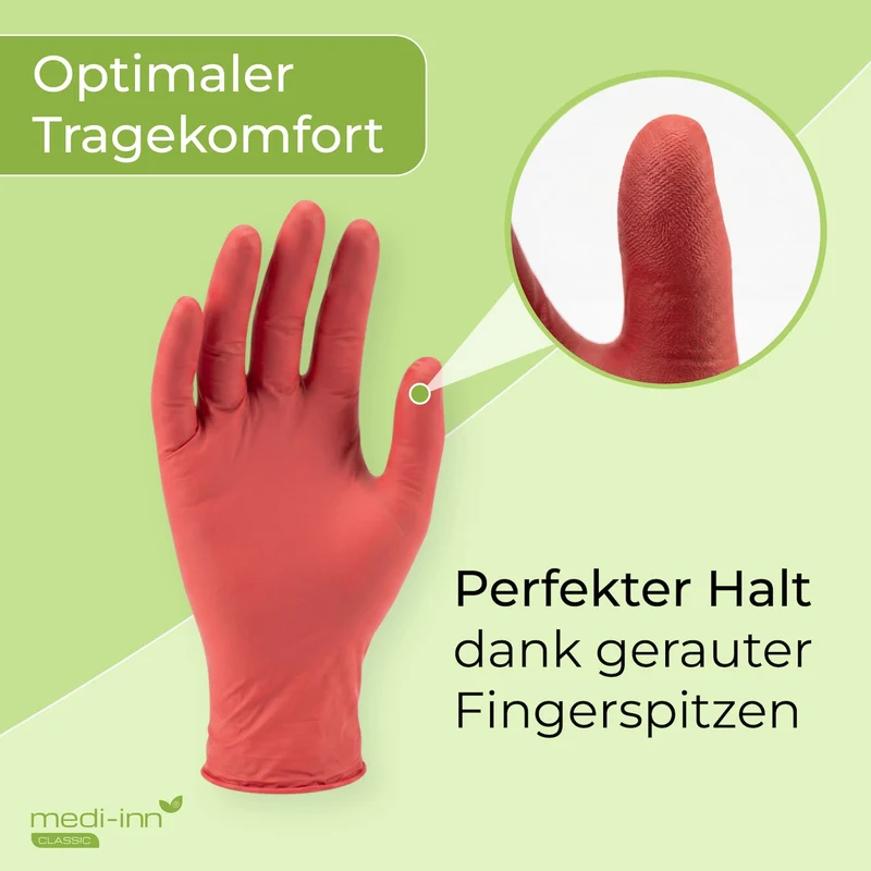 Medi-Inn Nitril Red Plus Einmalhandschuhe puderfrei