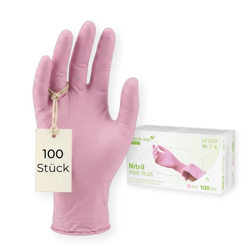 Medi-Inn Nitril Pink Plus Einmalhandschuhe, puderfrei