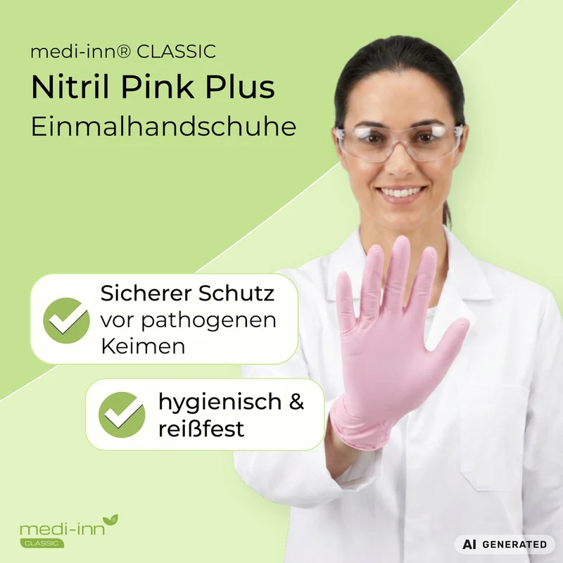 Medi-Inn Nitril Pink Plus Einmalhandschuhe, puderfrei