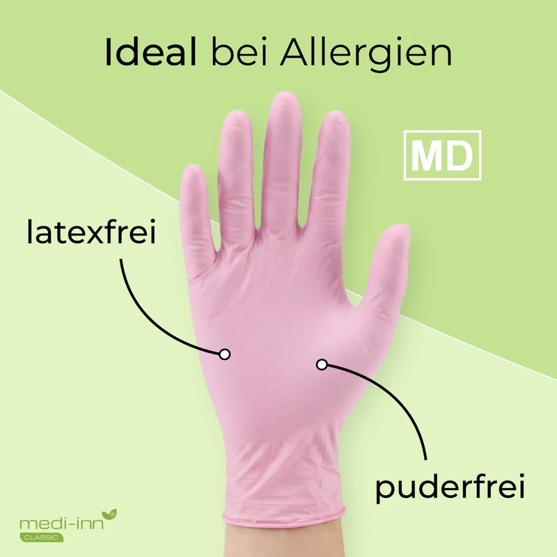 Medi-Inn Nitril Pink Plus Einmalhandschuhe, puderfrei