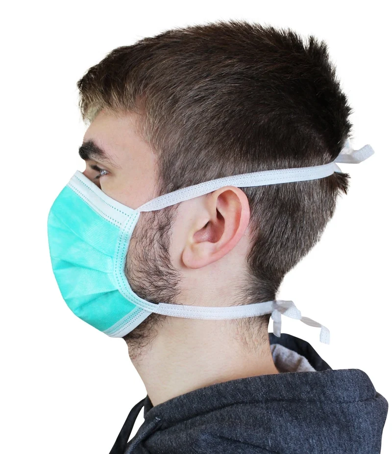 Medi-Inn Mundschutz Typ IIR 3-lagig 9 cm x 17,5 cm grün mit Nasenbügel zum Binden