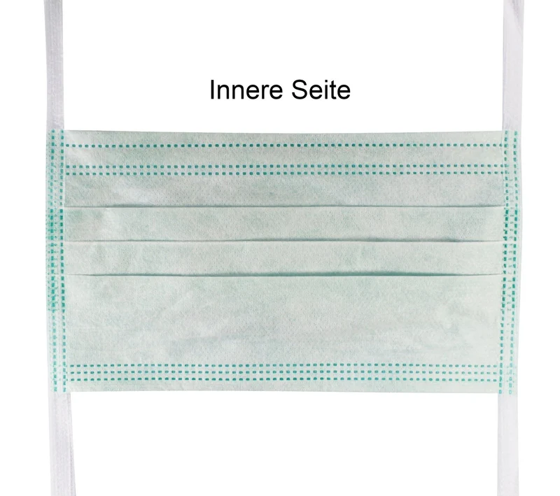 Medi-Inn Mundschutz Typ IIR 3-lagig 9 cm x 17,5 cm grün mit Nasenbügel zum Binden