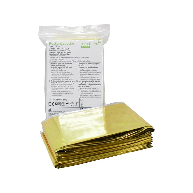 Medi-Inn Rettungsdecke Rettungsfolie gold | silber 160 x 210 cm