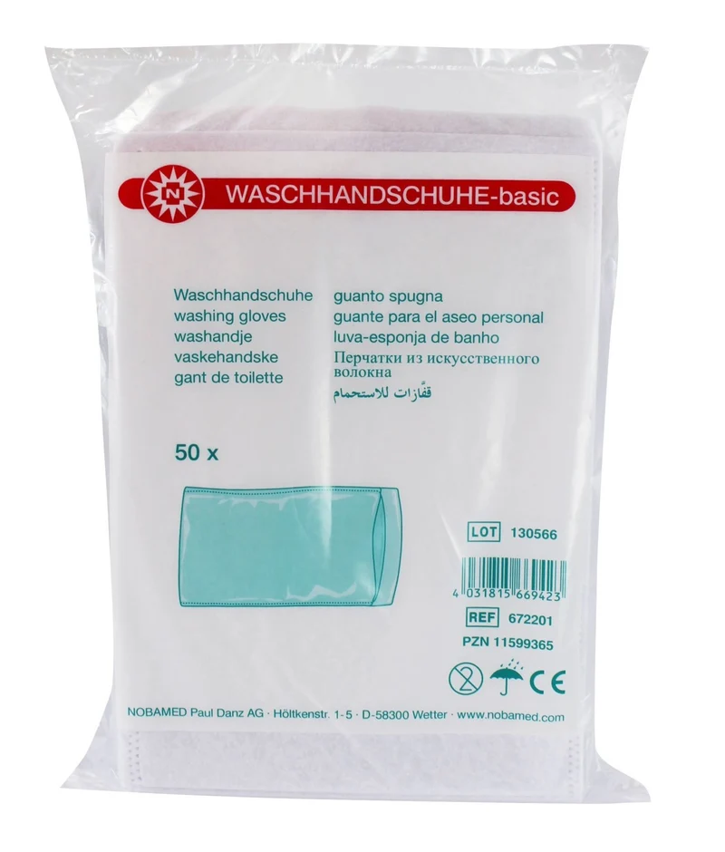 Noba Waschhandschuhe basic Vliesstoff weiß