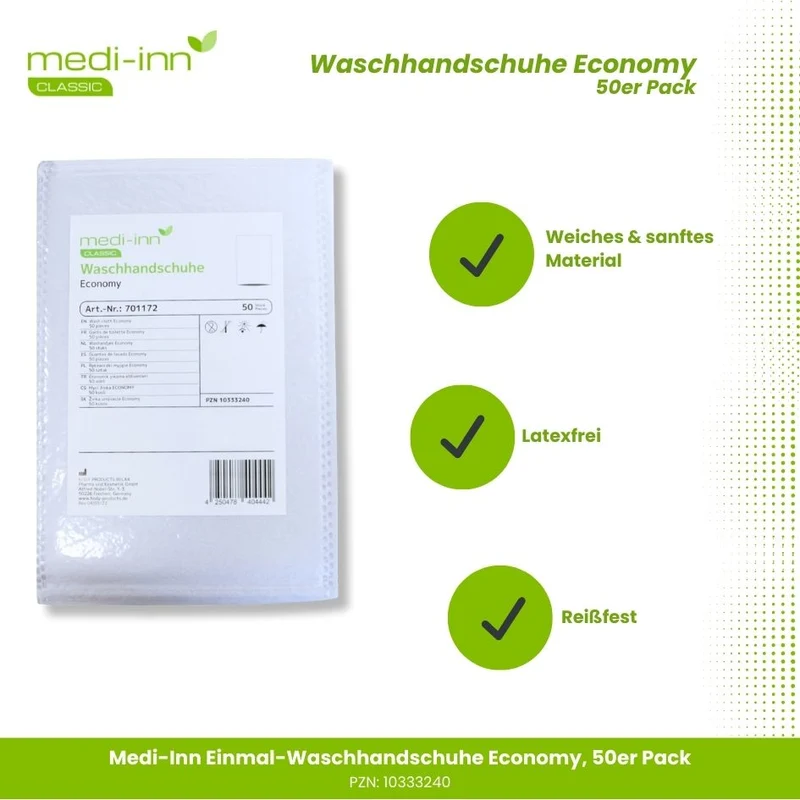 Medi-Inn Einmal-Waschhandschuhe Economy 15 x 22 cm 50er Pack