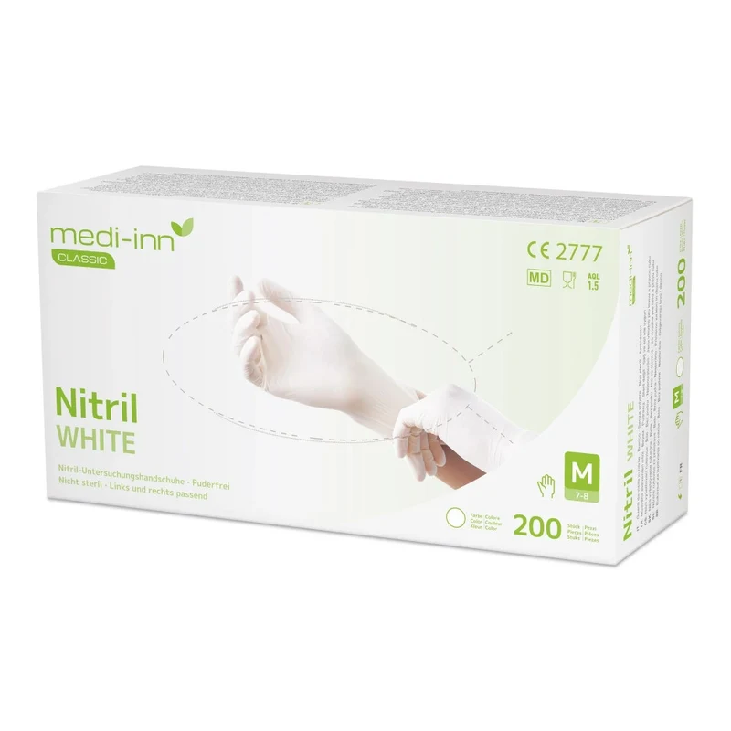 Medi-Inn Nitril white Einmalhandschuhe, weiß, puderfrei, Big Box, 200er Pack