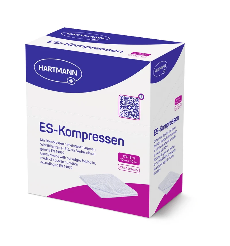Hartmann ES Mullkompressen steril 10 x 10 cm, 17-fädig, 8-fach