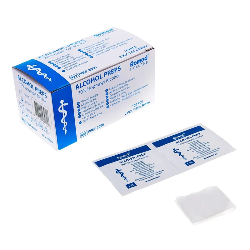 Romed Alkoholtupfer Alkoholpads 65 x 30 mm 2-lagig