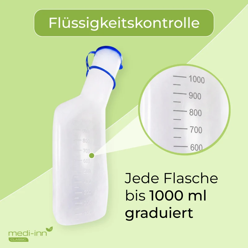 Medi-Inn Urinflasche PP 1000 ml, für Männer, mit Betthalter