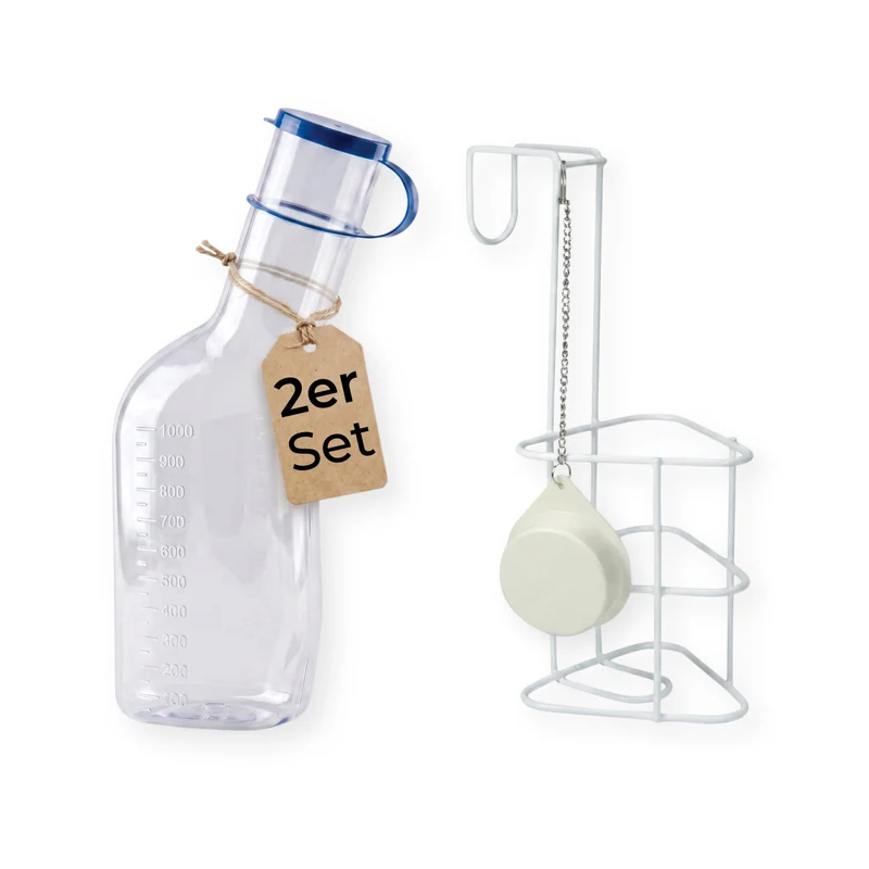 Medi-Inn Urinflasche PC 1000 ml, für Männer, glasklar, mit Betthalter