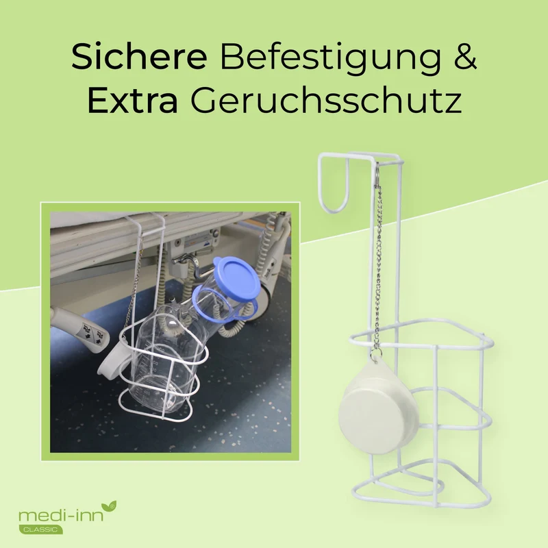 Medi-Inn Urinflasche PC 1000 ml, für Männer, glasklar, mit Betthalter und Reinigungsbürste