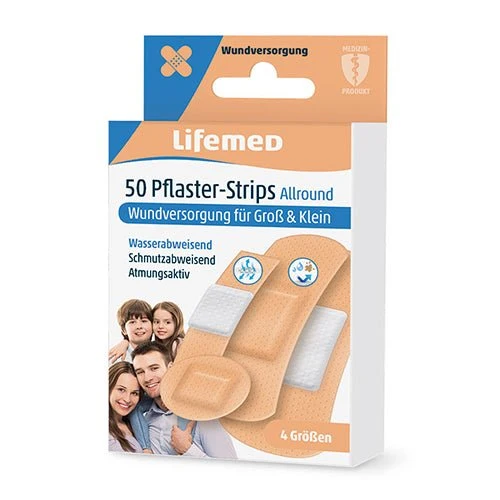 Lifemed 50 Pflaster-Strips hautfarben "Allround" 4 Größen