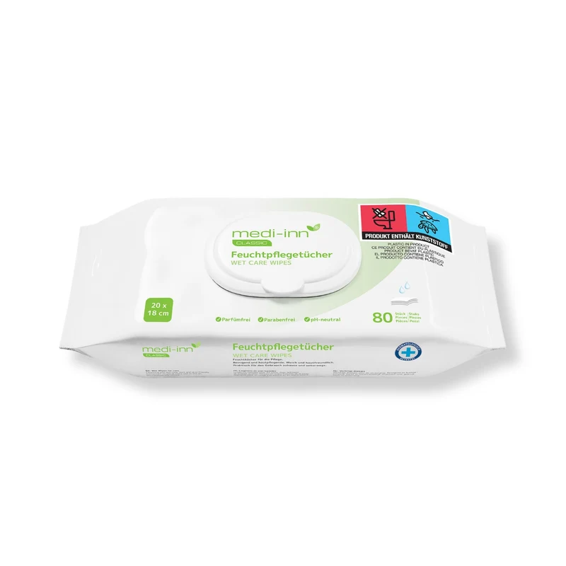 Medi-Inn Feuchtpflegetücher, 20 x 18 cm, parfüm- u. parabenfrei, pH-neutral, Wet Care Wipes