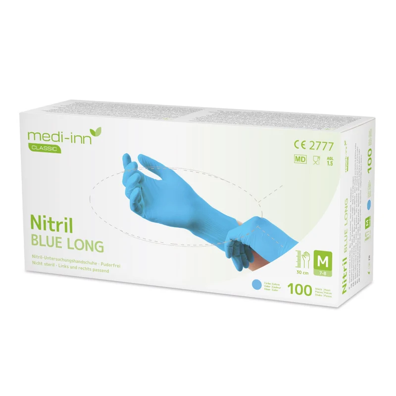 Medi-Inn Nitril blue long Einmalhandschuhe, blau, puderfrei