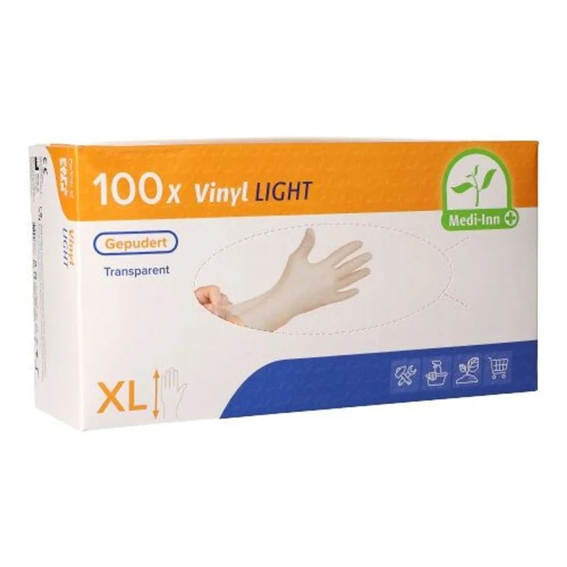Medi-Inn Vinyl Light Einmalhandschuhe, transparent, gepudert