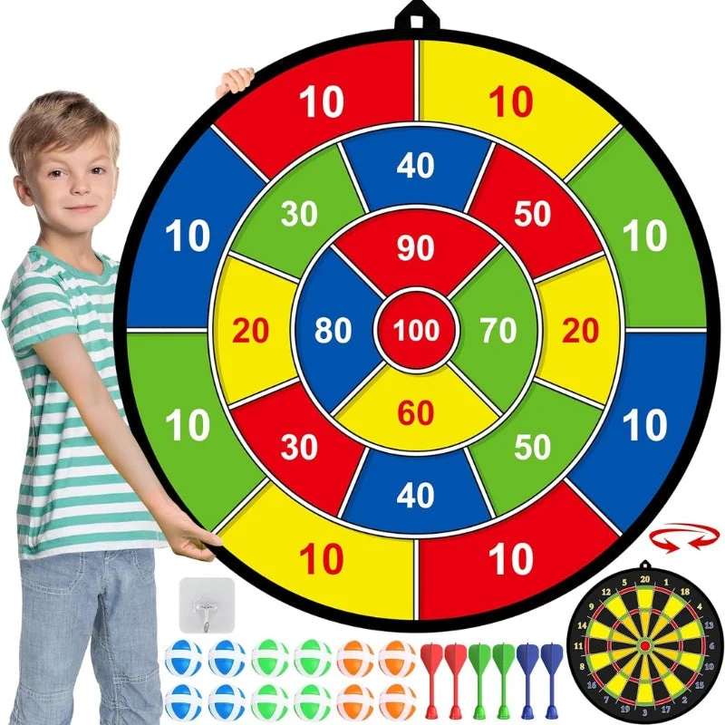 SkillDarts - Große doppelseitige Dartscheibe für Kinder mit Klebebällen und Zielspiel