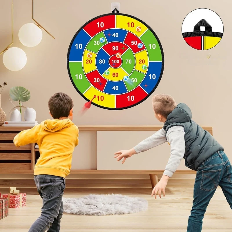 SkillDarts - Große doppelseitige Dartscheibe für Kinder mit Klebebällen und Zielspiel