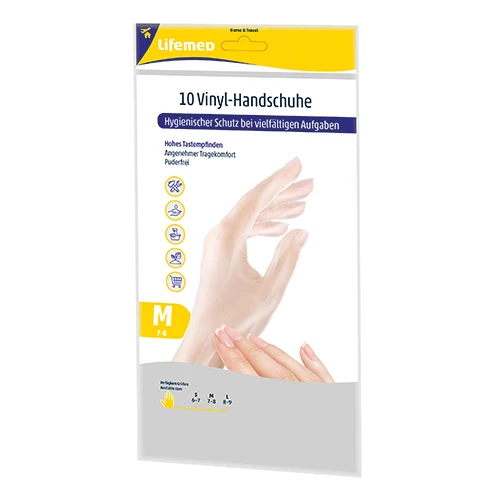 Lifemed Vinyl-Handschuhe, puderfrei, transparent