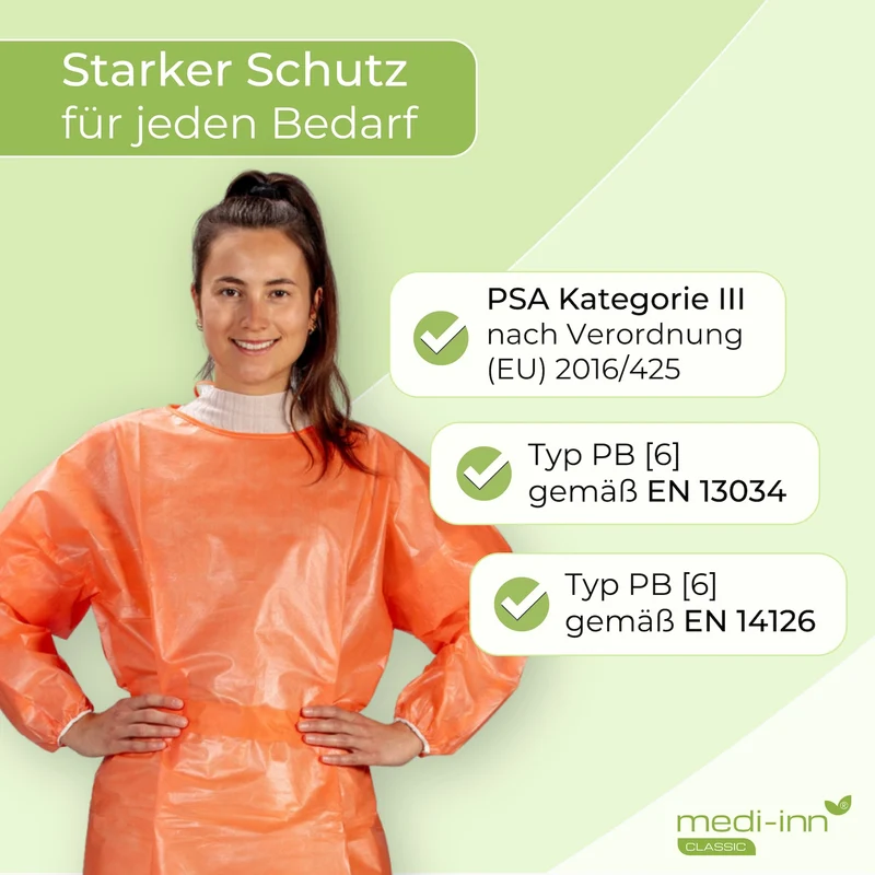 Medi-Inn Infektionsschutzkittel PP orange, 139 x 139 cm, mit PE-Vollbeschichtung