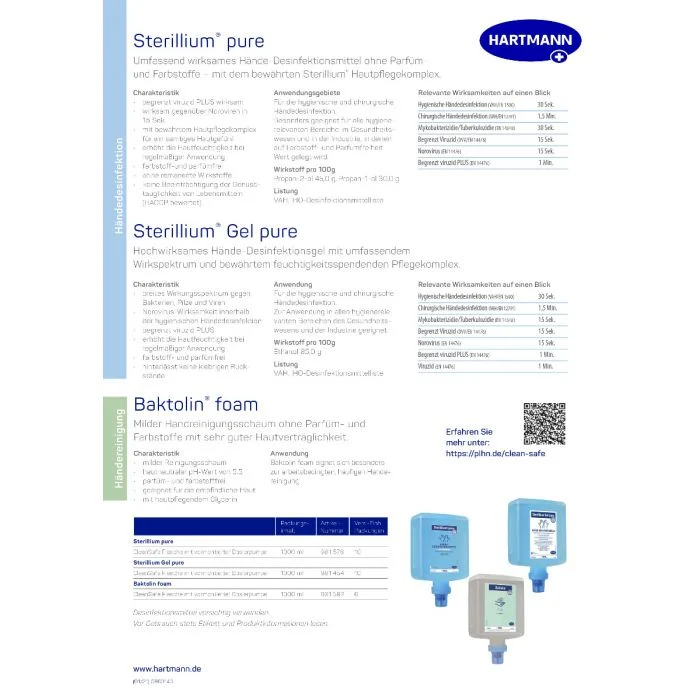 Hartmann CleanSafe basic Dosierspender für Überkopfflaschen + Baktolin foam wash Überkopfflasche 1000 ml
