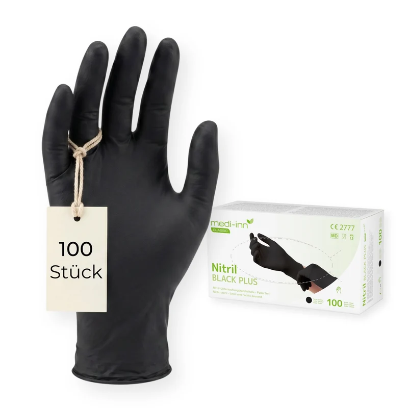 Medi-Inn Nitril Black Plus Einmalhandschuhe, schwarz, puderfrei