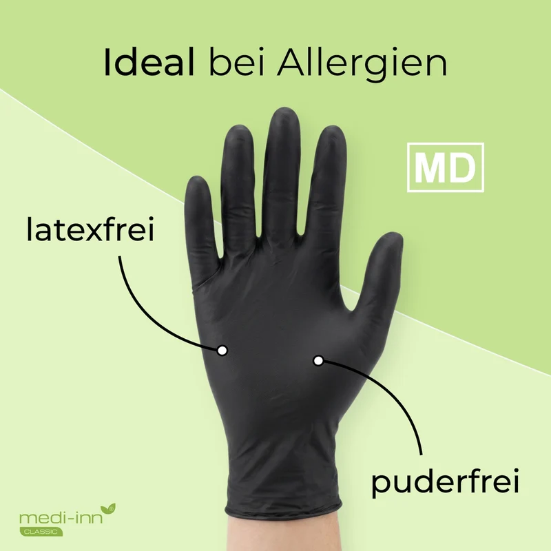 Medi-Inn Nitril Black Plus Einmalhandschuhe, schwarz, puderfrei
