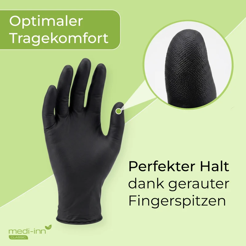 Medi-Inn Nitril Black Plus Einmalhandschuhe, schwarz, puderfrei