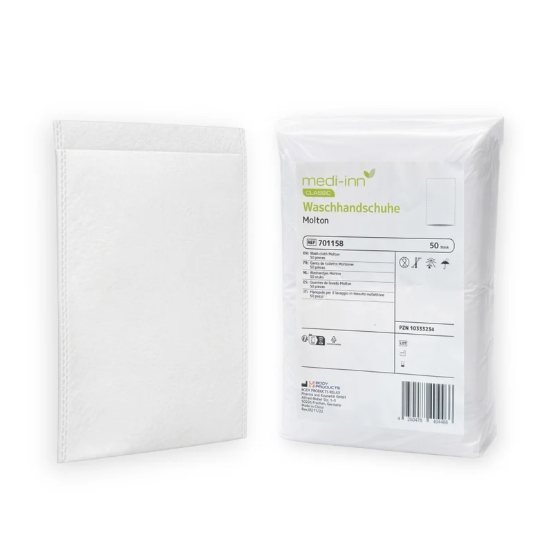 Medi-Inn Einmal-Waschhandschuhe Molton, 15 x 22 cm, 50er Pack