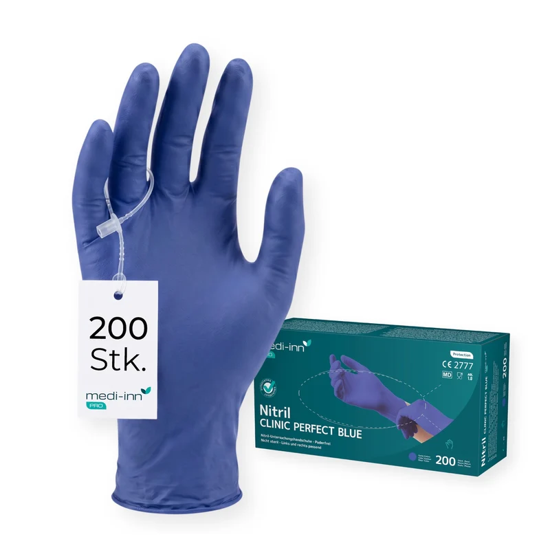 Medi-Inn PRO Clinic Perfect Blue Nitril-Einmalhandschuhe, blau, puderfrei