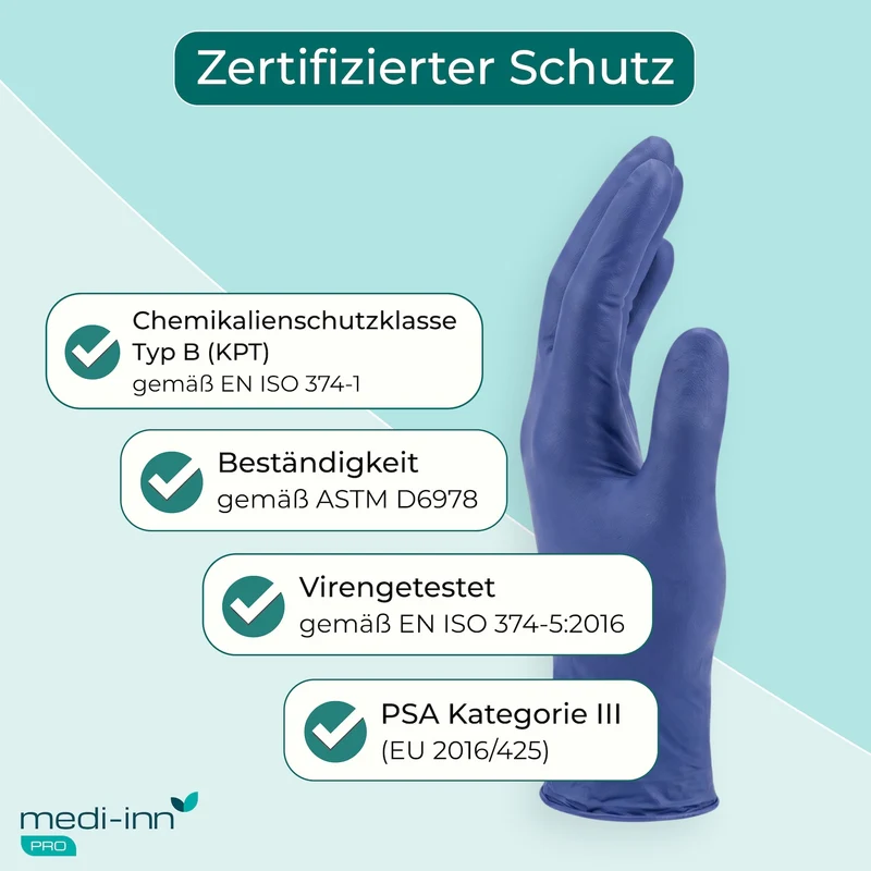 Medi-Inn PRO Clinic Perfect Blue Nitril-Einmalhandschuhe, blau, puderfrei