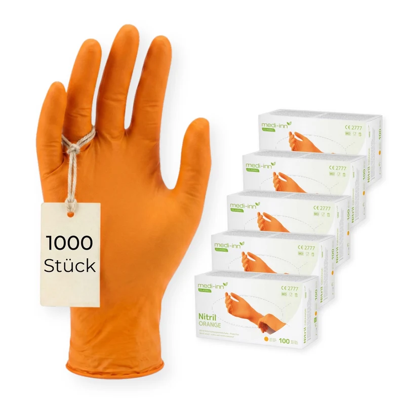 Medi-Inn Nitril Orange Einmalhandschuhe, puderfrei