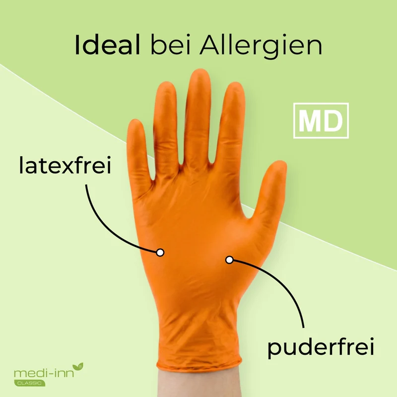Medi-Inn Nitril Orange Einmalhandschuhe, puderfrei