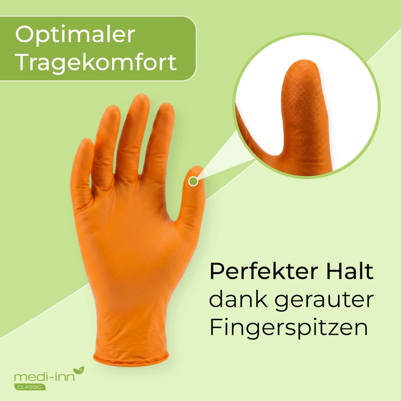 Medi-Inn Nitril Orange Einmalhandschuhe, puderfrei