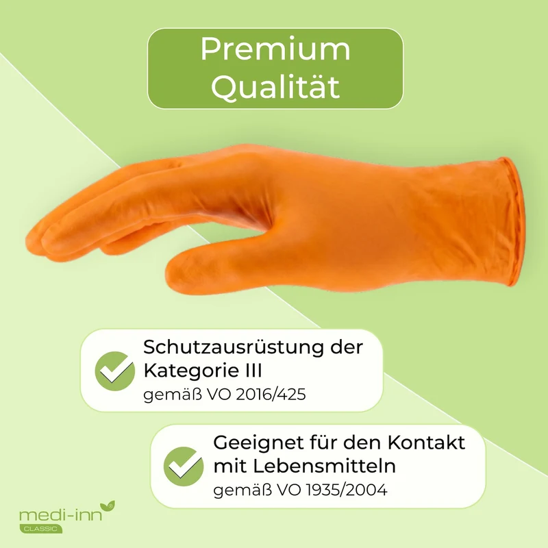 Medi-Inn Nitril Orange Einmalhandschuhe, puderfrei