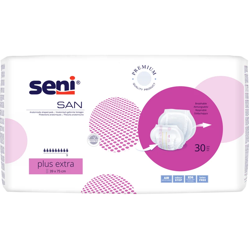 San Seni Plus Extra Inkontinenzvorlagen 39 x 75 cm, Unisex, 3.500 ml, 30er Pack