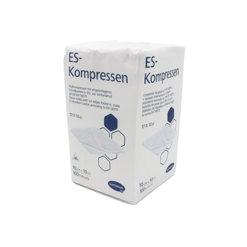 Hartmann ES Mullkompressen, unsteril, 10 x 10 cm, 17-fädig, 12-fach