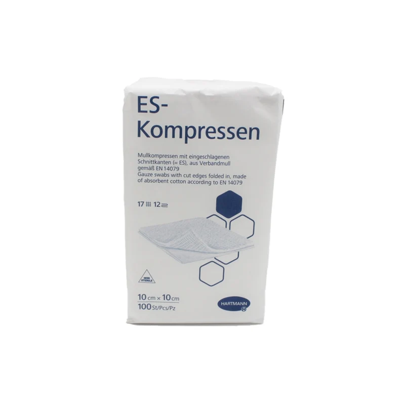 Hartmann ES Mullkompressen, unsteril, 10 x 10 cm, 17-fädig, 12-fach