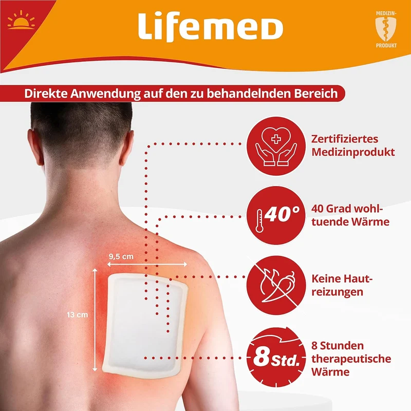 Lifemed Wärmepflaster extragroß, 19 cm x 13 cm, weiß