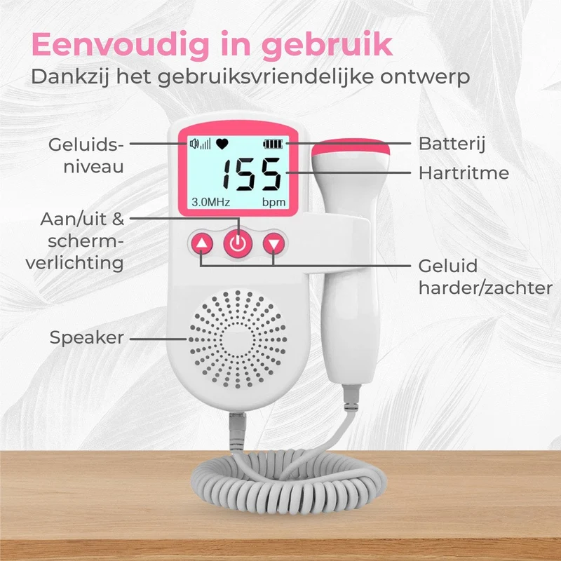 Doppler Fetal-Herzfrequenzmonitor für schwangere Frauen mit Ultraschalltechnologie und LCD-Bildschirm