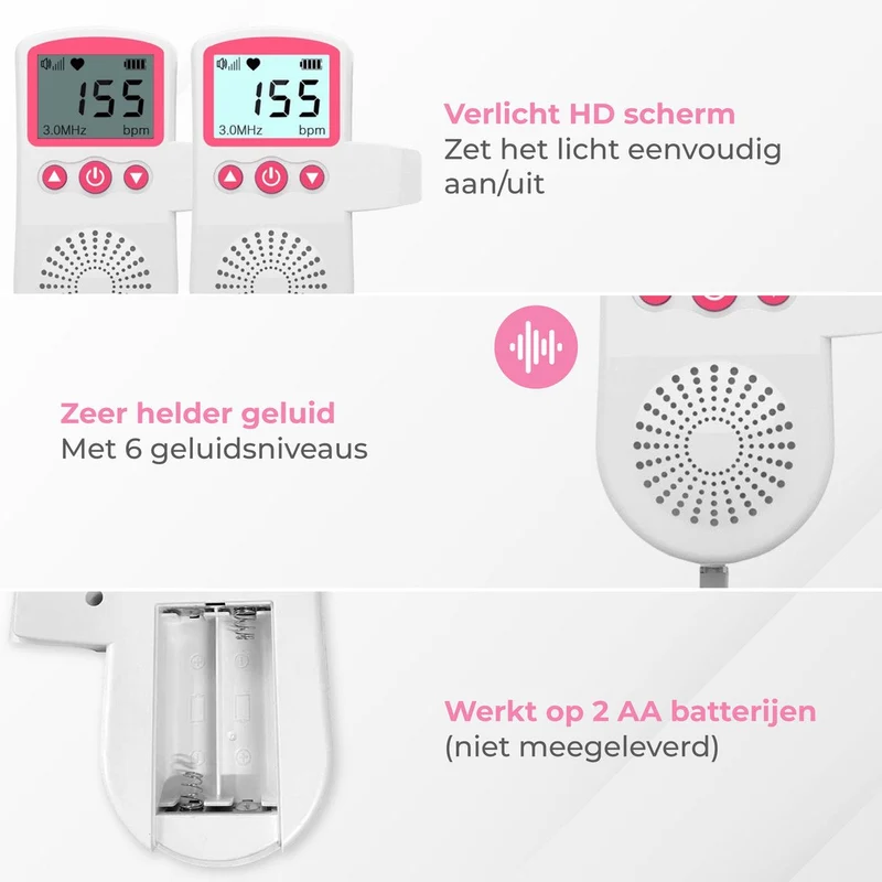 Doppler Fetal-Herzfrequenzmonitor für schwangere Frauen mit Ultraschalltechnologie und LCD-Bildschirm