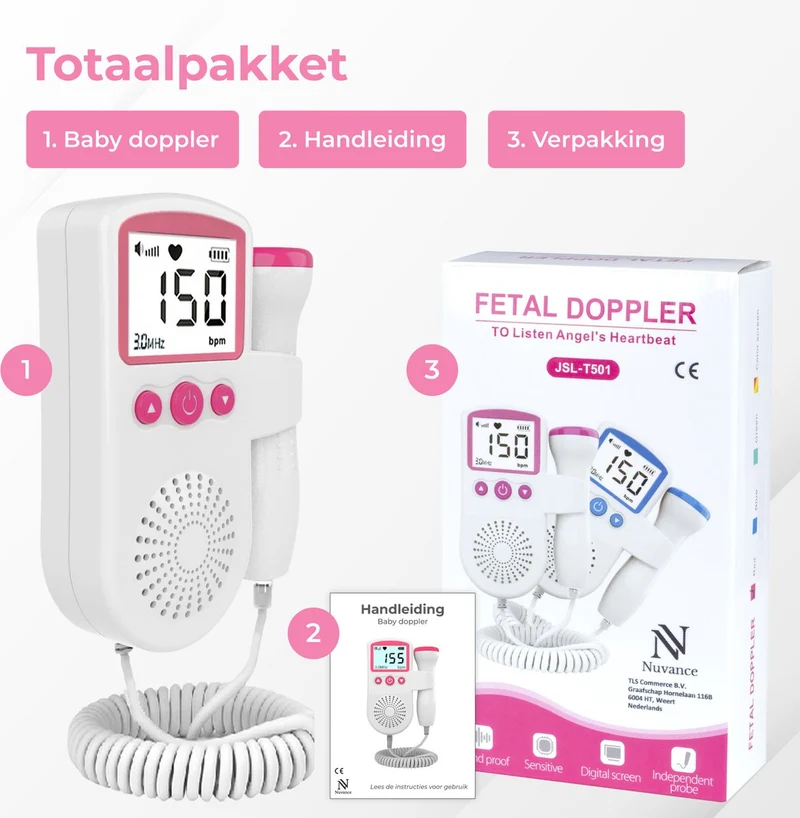 Doppler Fetal-Herzfrequenzmonitor für schwangere Frauen mit Ultraschalltechnologie und LCD-Bildschirm